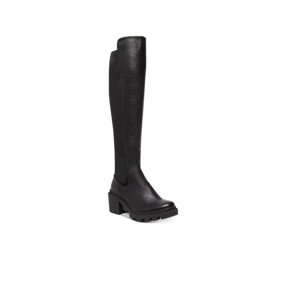 Steve Madden Shoes - LIKE NEW Steve Madden Rino black lug sole knee high leather boots